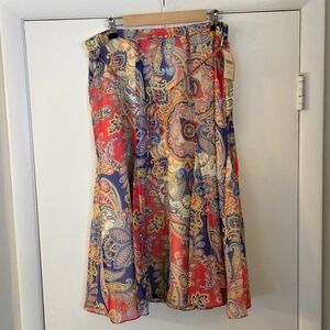 NWT Coldwater Creek Pink Paisley Midi Skirt Size L